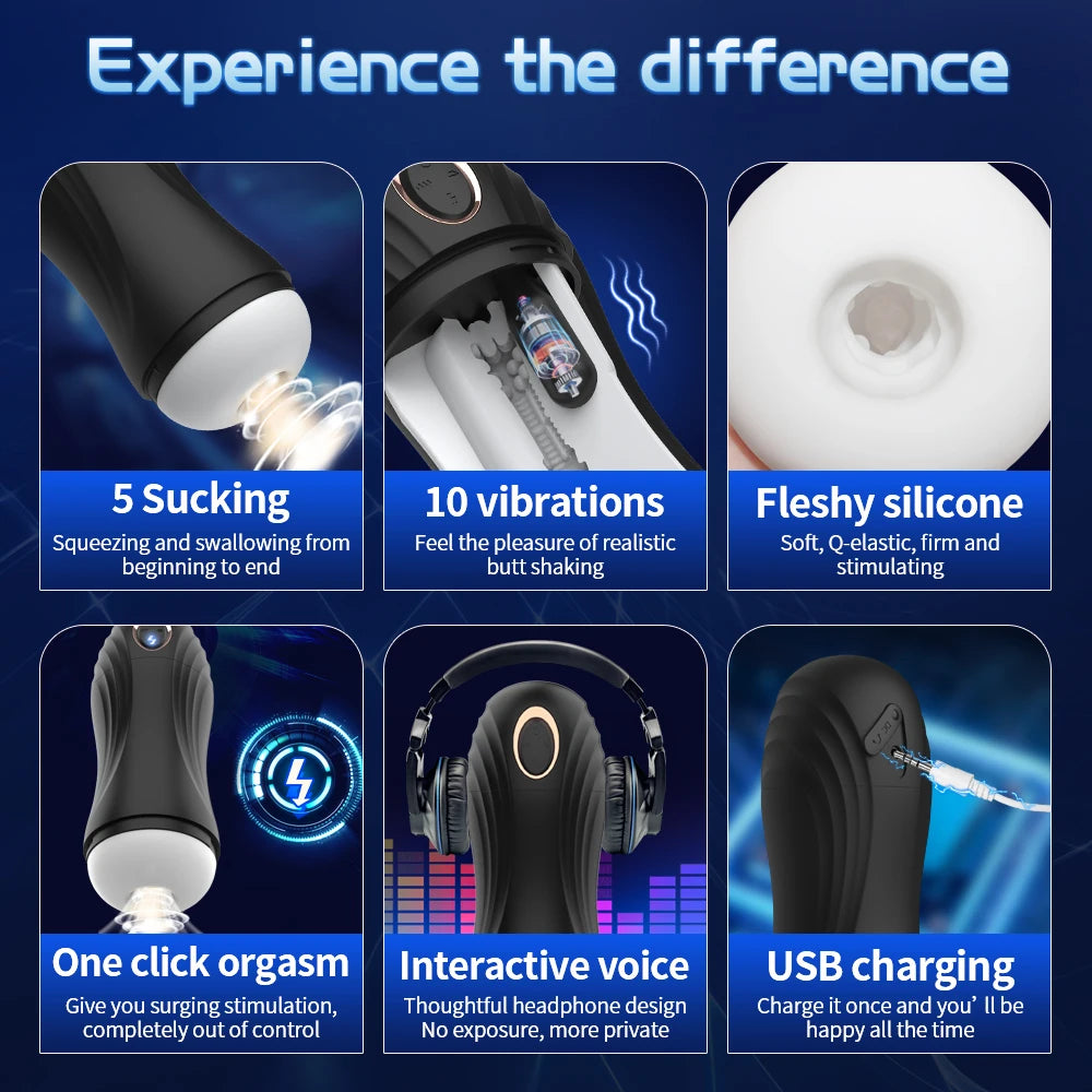 Sucking Vibrating Adult Sex Toy For Men One-Click Orgasm Sexy Moaning Male Masturbator Massager Men's Pocket Pussy Penis Trainer