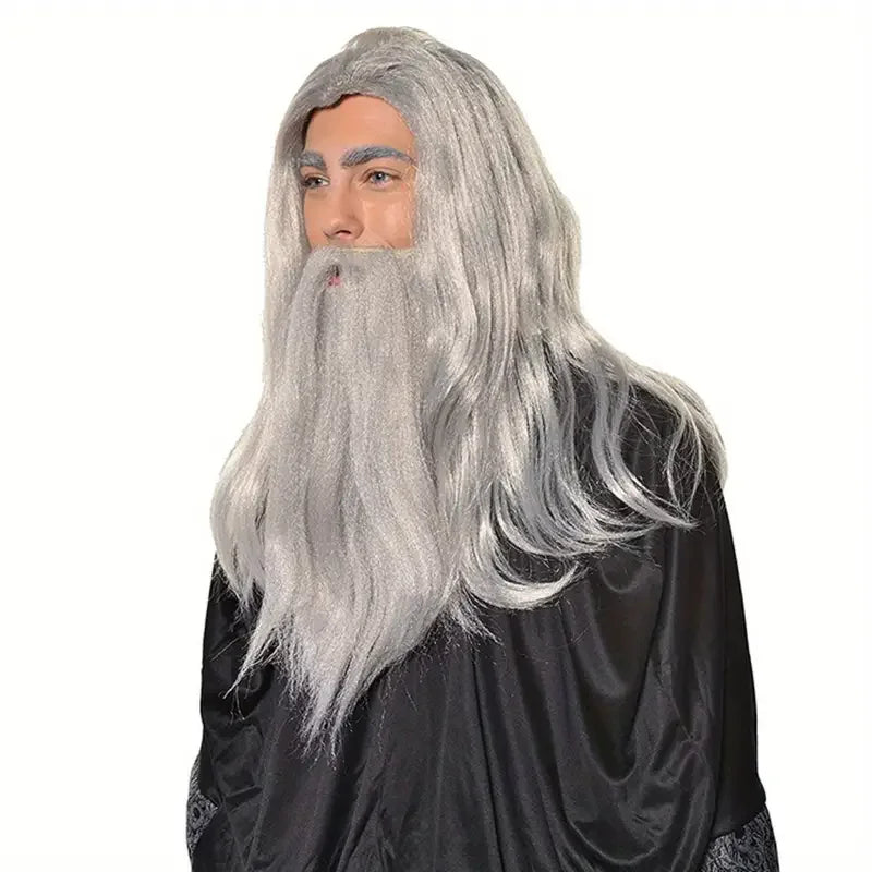 A sleek 20-inch Wavy Synthetic,Wizard Cosplay Wig – Perfect For Halloween,Christmas,And Everyday Party Gatherings J47801S