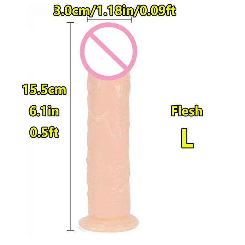 Super Cheap 7 Sizes 5 Colors Realistic Soft Jelly Dildo Suction Cup Adult Sex Toy for Women and Men Vaginal and Anal Masturbator