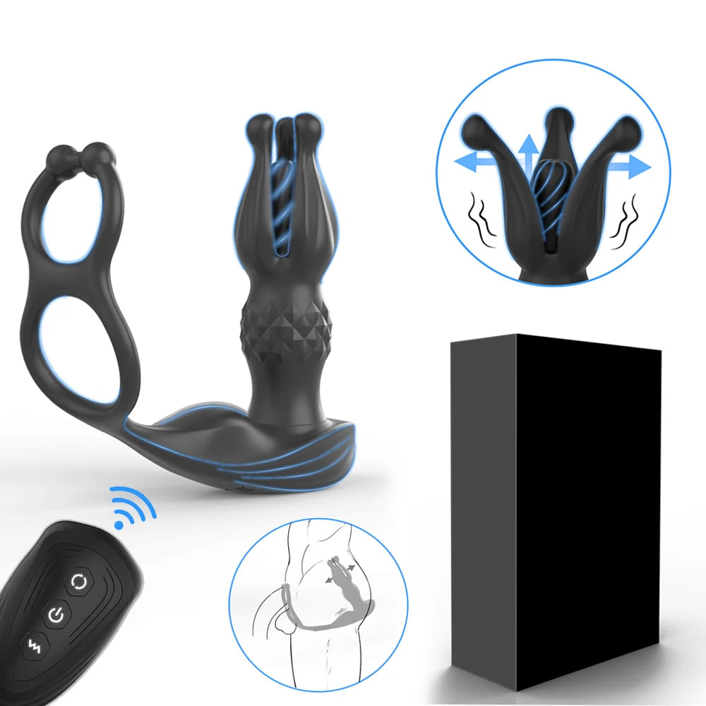 Prostate Massager with Remote Control 9 Function Thrusting Vibrating Anal Plug Shock Flapping Men Masturbation Vibrator Sex Toys