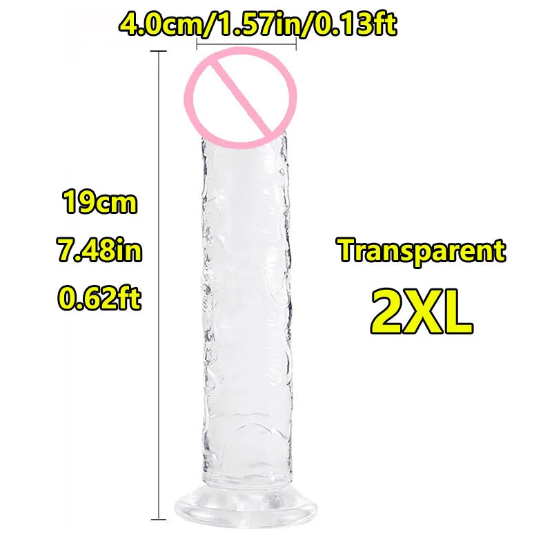 Super Cheap 7 Sizes 5 Colors Realistic Soft Jelly Dildo Suction Cup Adult Sex Toy for Women and Men Vaginal and Anal Masturbator