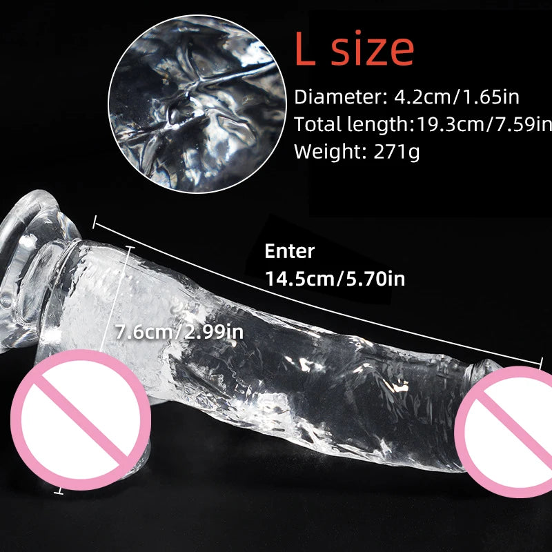 Transparent Soft Jelly Dildo Realistic Fake Dick Penis Suction Cup Dildo Realistic Sex Toys For Lesbian Women Female Masturbator