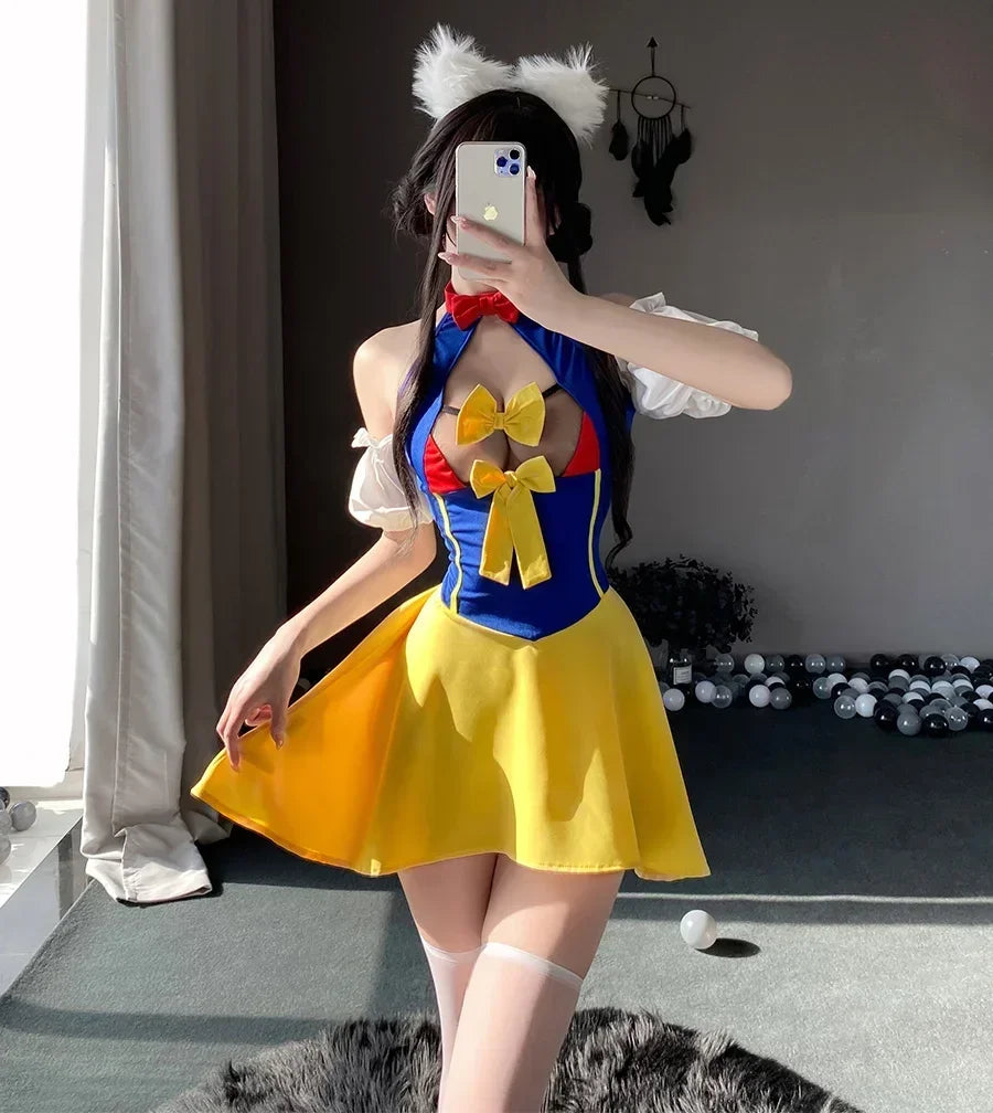 Sexy Maid Dress Outfit Exotic Style Kawaii Club Costume Cosplay Lolita Cute Sexy Women Uniform Dress Cute Bowknot Costumes