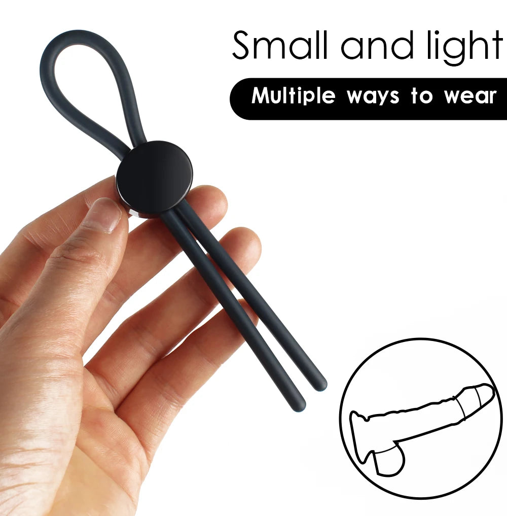 Male Penis Ring Cock Rings Adjustable Rope Lock Ejaculation Scrotal Binding Ball Stretcher Silicone Cockring Sex Toys For Men