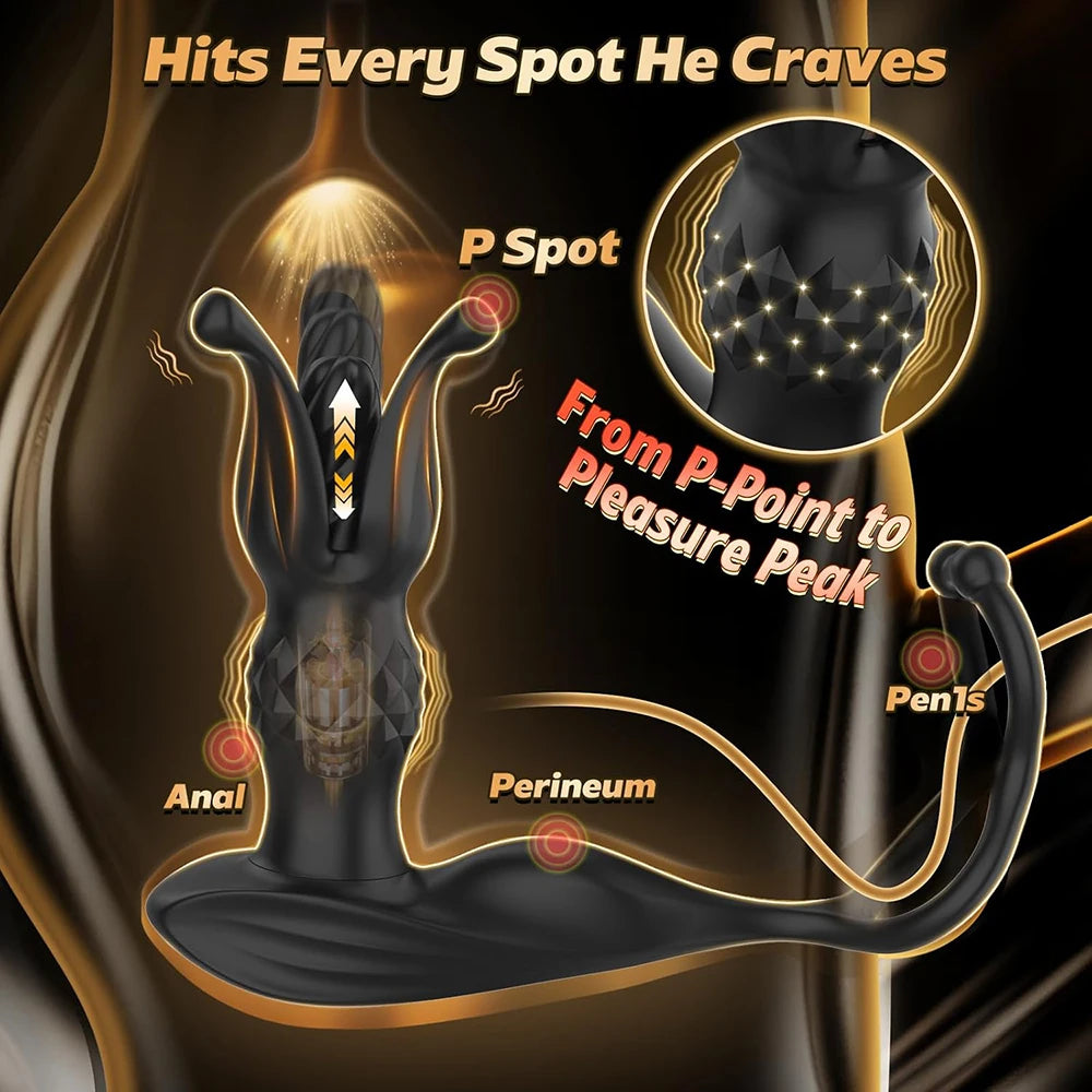 Prostate Massager with Remote Control 9 Function Thrusting Vibrating Anal Plug Shock Flapping Men Masturbation Vibrator Sex Toys