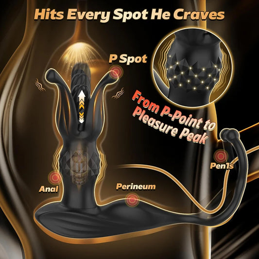 Prostate Massager with Remote Control 9 Function Thrusting Vibrating Anal Plug Shock Flapping Men Masturbation Vibrator Sex Toys