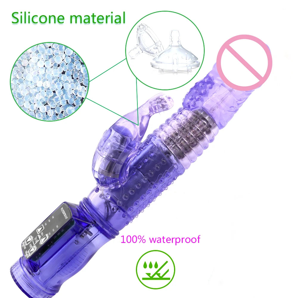 Rotation 12 Speed Rabbit Vibrators Realistic Dildo Clitoris stimulator Erotic Sex Toys G Spot Vibrators Adult Sex Toys for Women