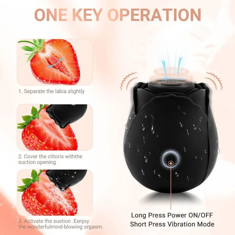 Rose-Sex Toys Dildo Vibrator for Women Clitoral Sucker Nipple Sucking Female G Spot Massager Stimulator Couples Adult Sex Games