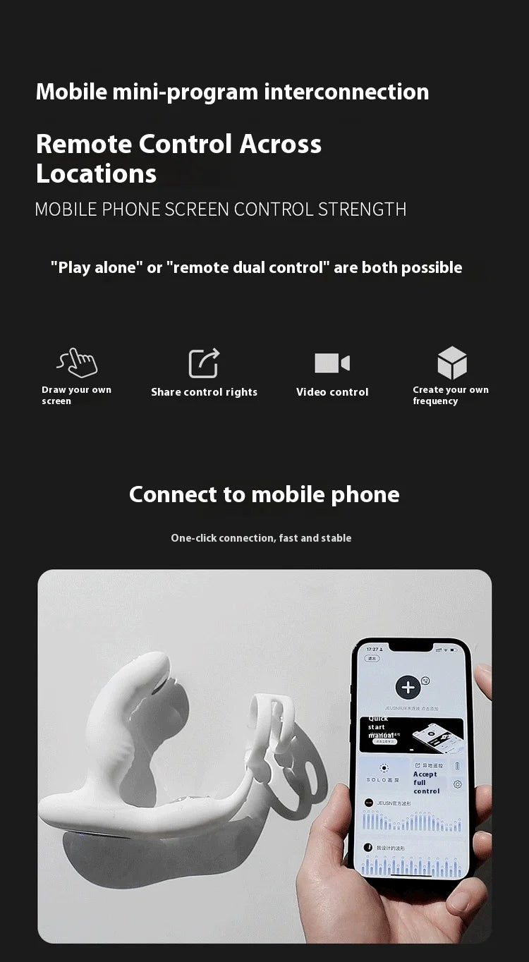 APP Remote Control Prostate Massager with Pulse Electric Shock Heating Vibrations Delayed Ejaculation Ring for Men Adult Toys