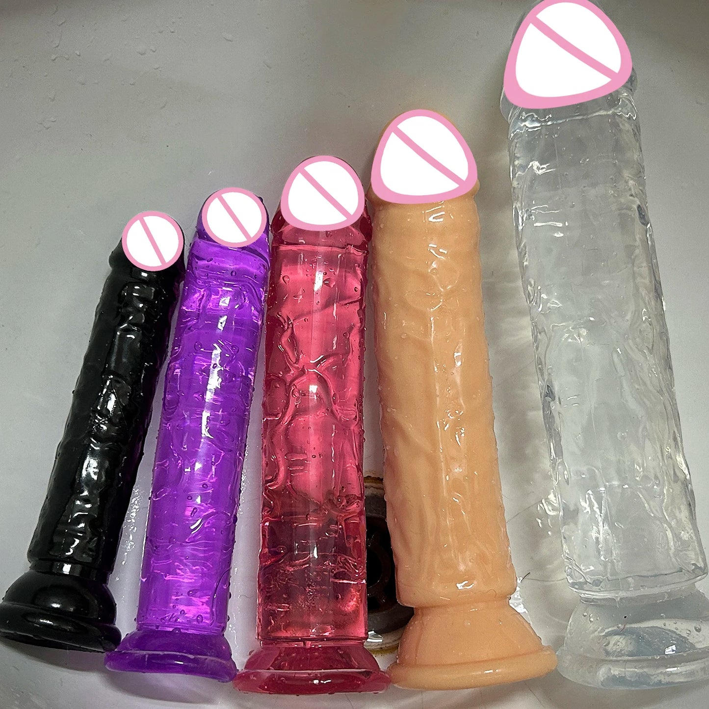 Cheap 5 Colors Small Transparent Dildo Suction Cup Jelly Dick Women Erotic Anal Sex Toys Soft Clitori Vaginal Masturbators Penis