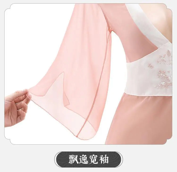 Sexy Hanfu Cosplay Costumes Deep V Erotic Dresses See-through Women Elegant Pink Chinese Antique-Style Lingerie Bed Temptation
