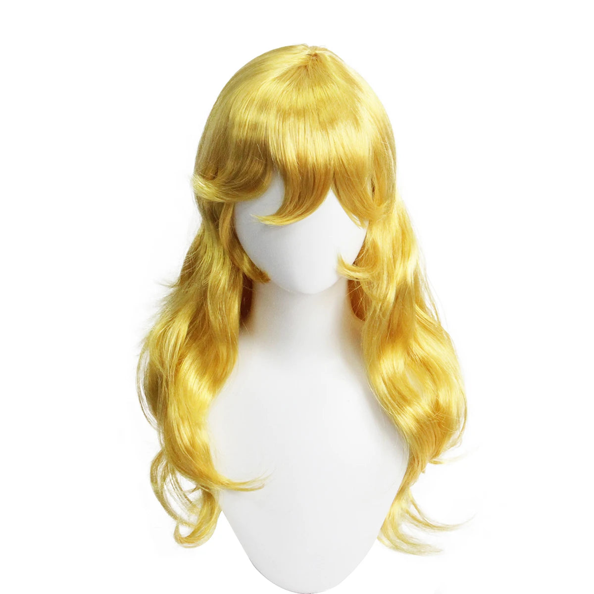 Golden Yellow Wavy Long Curly Synthetic Wig, Anime-Inspired Style, Perfect for Cosplay & Daily Wear
