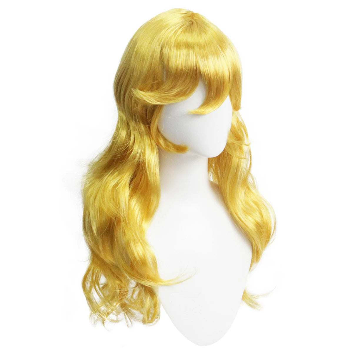 Golden Yellow Wavy Long Curly Synthetic Wig, Anime-Inspired Style, Perfect for Cosplay & Daily Wear