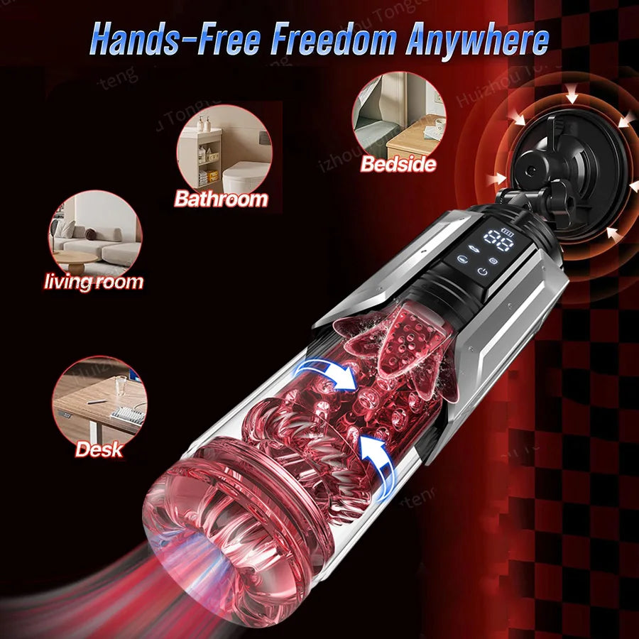 Telescopic Rotation Masturbator Cup Vagina Masturbation Blowjob Adults Sex Toys for Men Male Piston Automatic Mastubator