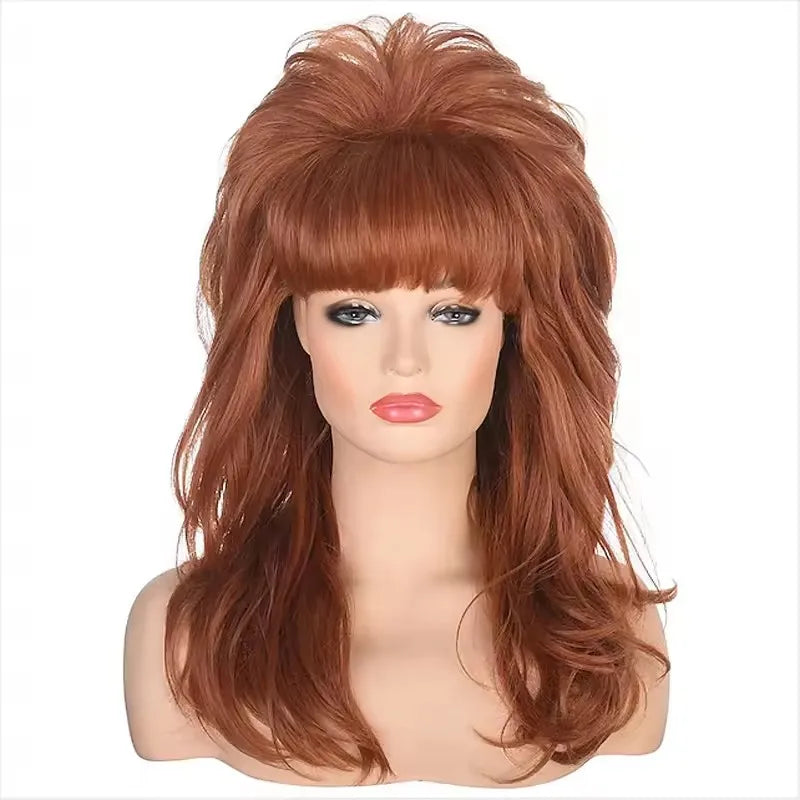 QQXCAIW 70s 80s Women Peggy Bundy Beehive Wig Synthetic Wavy Hair Wigs for Married Housewife dollypardon Cosplay Halloween Party