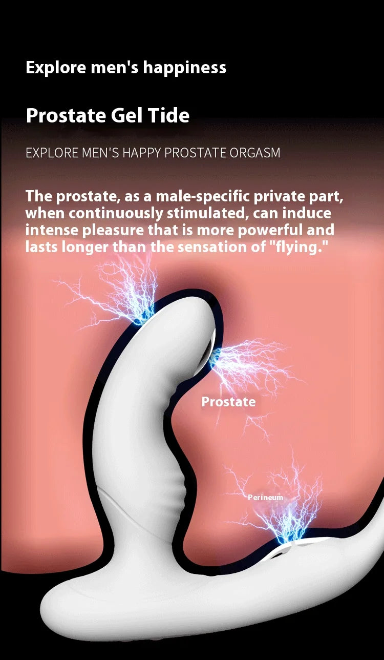 APP Remote Control Prostate Massager with Pulse Electric Shock Heating Vibrations Delayed Ejaculation Ring for Men Adult Toys