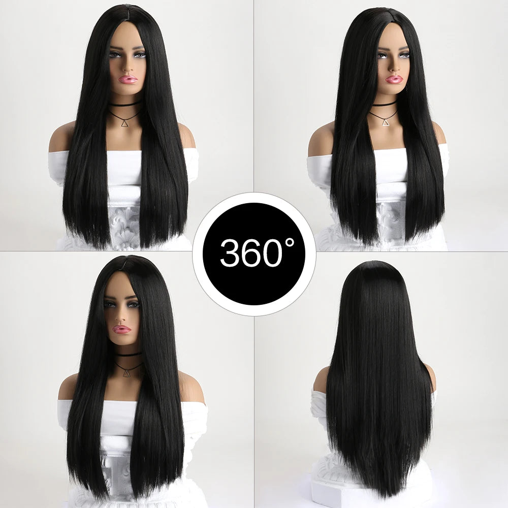 26Inch Colour Wig Long Straight Synthetic Wig for Women Fashion Wig for for Daily Halloween   Costume Party Cosplay ﻿