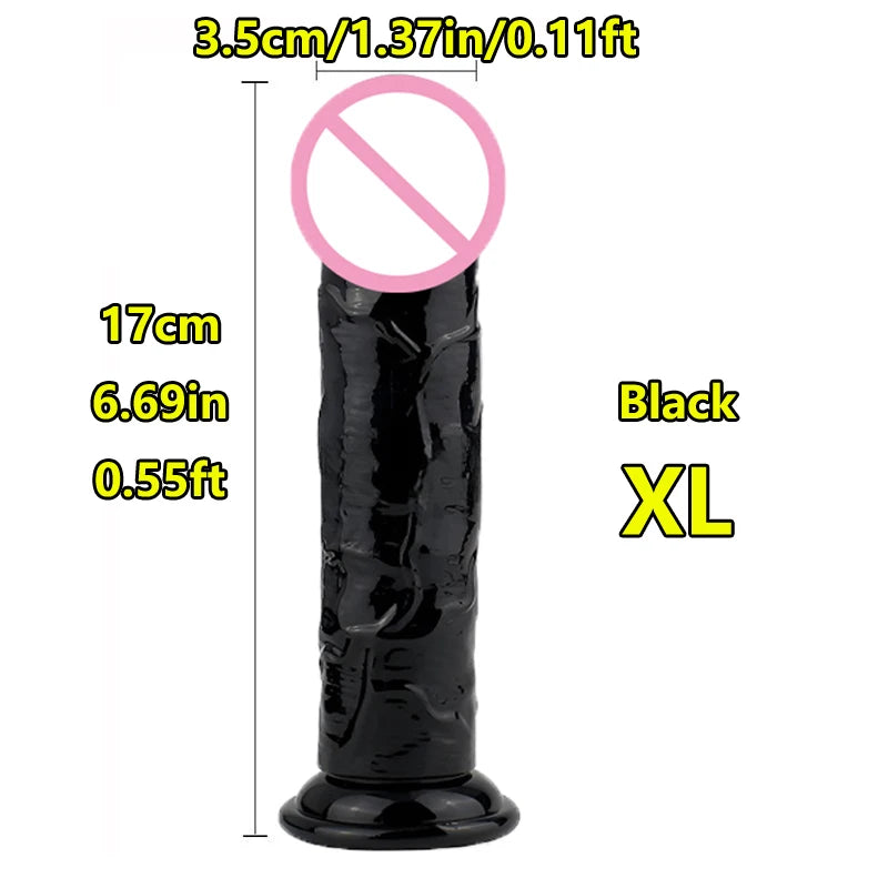 Super Cheap 7 Sizes 5 Colors Realistic Soft Jelly Dildo Suction Cup Adult Sex Toy for Women and Men Vaginal and Anal Masturbator