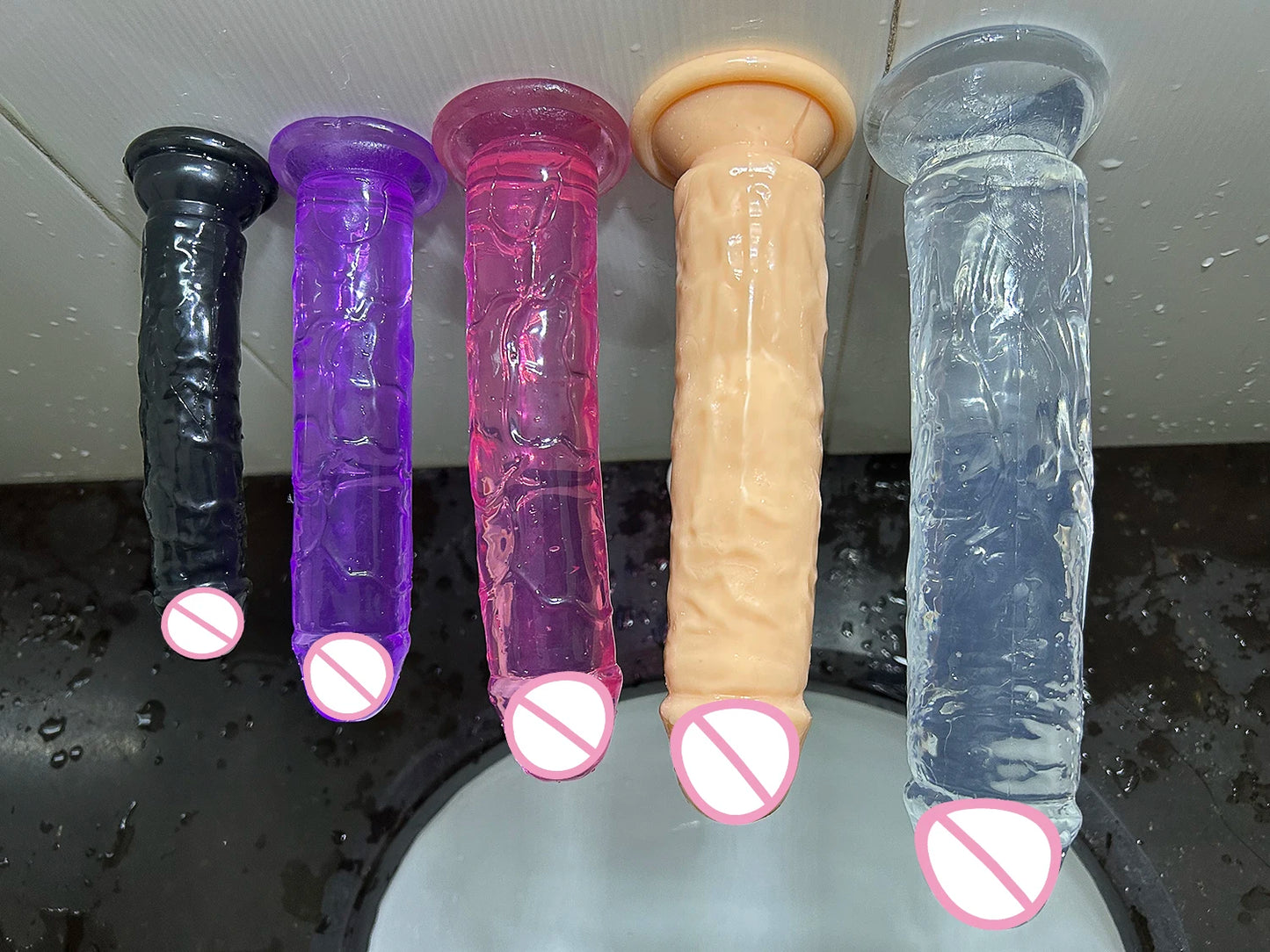Cheap 5 Colors Small Transparent Dildo Suction Cup Jelly Dick Women Erotic Anal Sex Toys Soft Clitori Vaginal Masturbators Penis