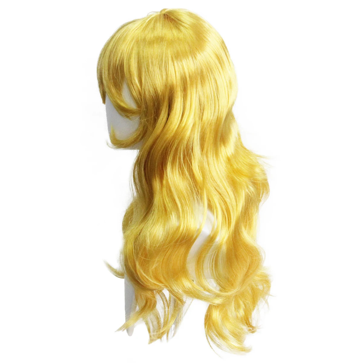 Golden Yellow Wavy Long Curly Synthetic Wig, Anime-Inspired Style, Perfect for Cosplay & Daily Wear
