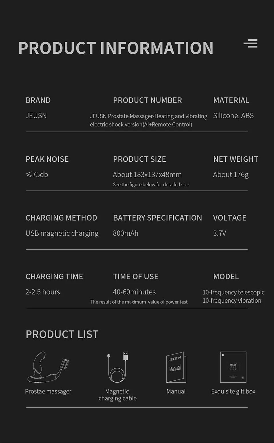 Smart APP Controlled Prostate Massager Dual Action Vibration and Electro Stimulation Magnetic Charge Silicone Male Stimulator