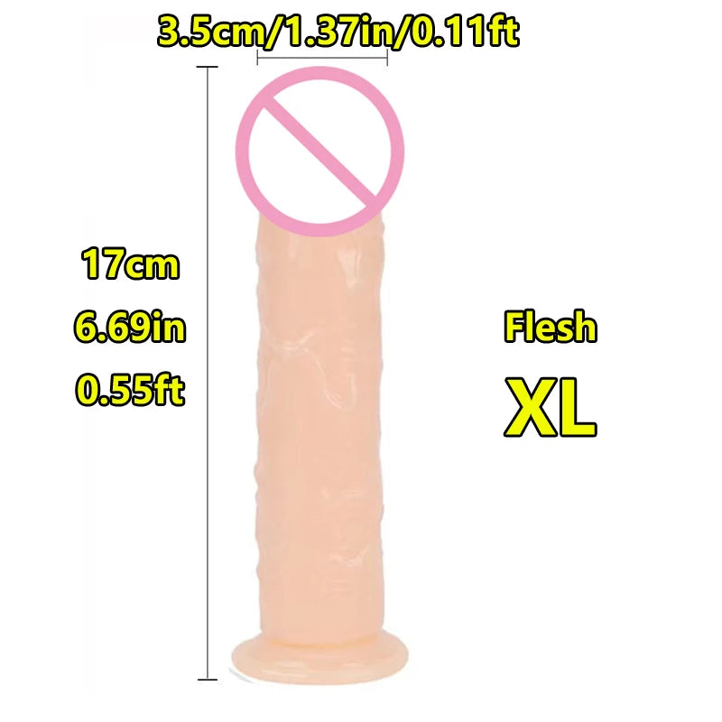 Super Cheap 7 Sizes 5 Colors Realistic Soft Jelly Dildo Suction Cup Adult Sex Toy for Women and Men Vaginal and Anal Masturbator
