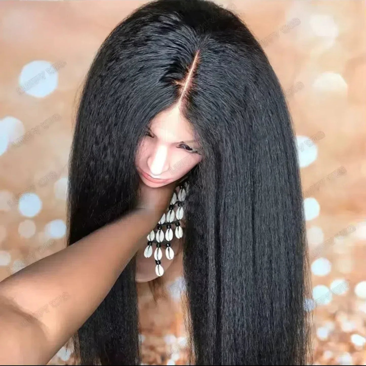 Elegant synthetic tied wig with 13x4 pre combed thermal resistance fiber, suitable for women, no need for glue
