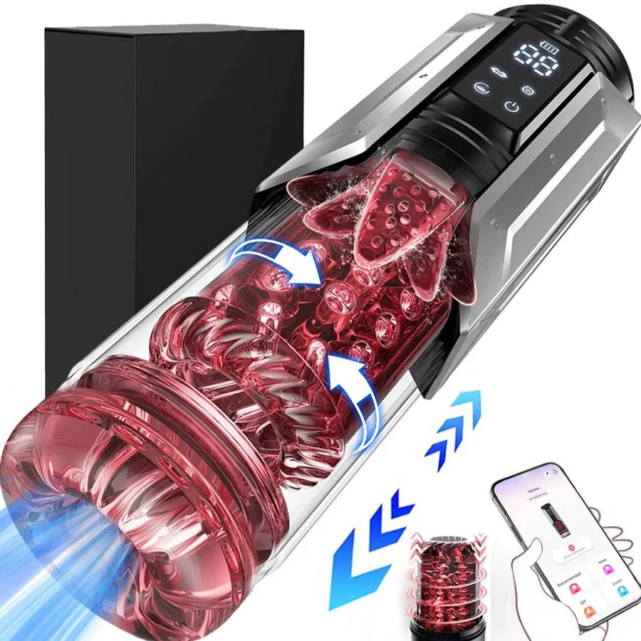 Telescopic Rotation Masturbator Cup Vagina Masturbation Blowjob Adults Sex Toys for Men Male Piston Automatic Mastubator