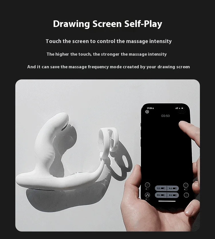 APP Remote Control Prostate Massager with Pulse Electric Shock Heating Vibrations Delayed Ejaculation Ring for Men Adult Toys