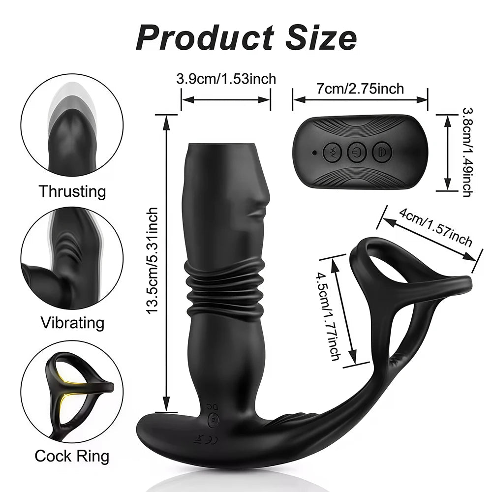 Male Thrusting Prostate Massager Butt Plug for Men Remote Control Telescopic Anal Plug Prostate Vibrator for Gay Sex Toy