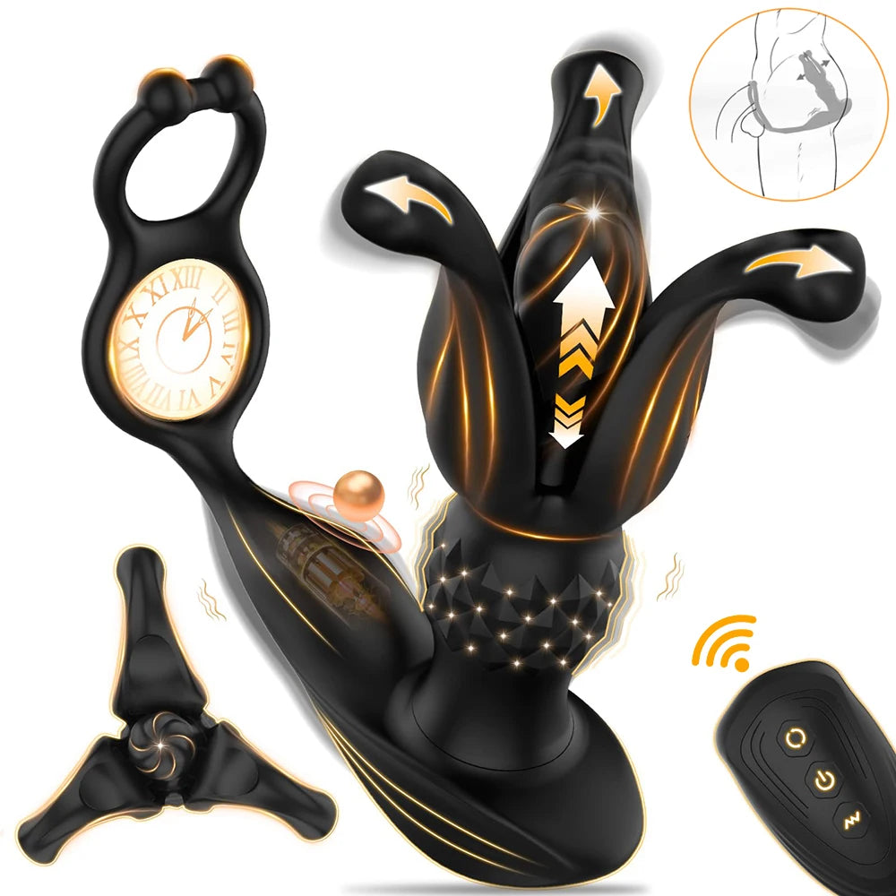 Prostate Massager with Remote Control 9 Function Thrusting Vibrating Anal Plug Shock Flapping Men Masturbation Vibrator Sex Toys