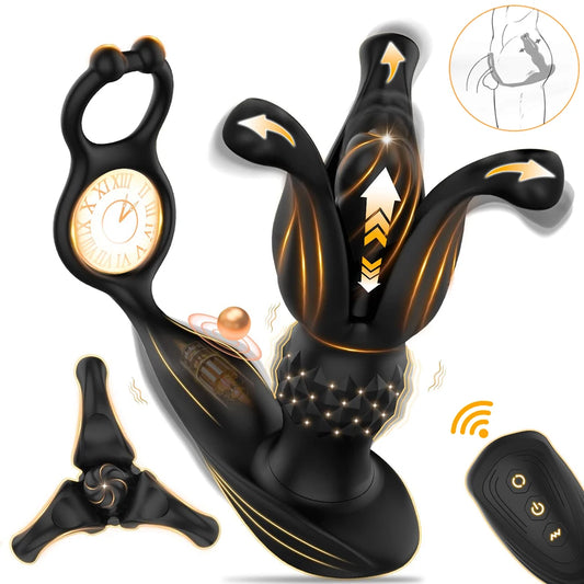 Prostate Massager with Remote Control 9 Function Thrusting Vibrating Anal Plug Shock Flapping Men Masturbation Vibrator Sex Toys