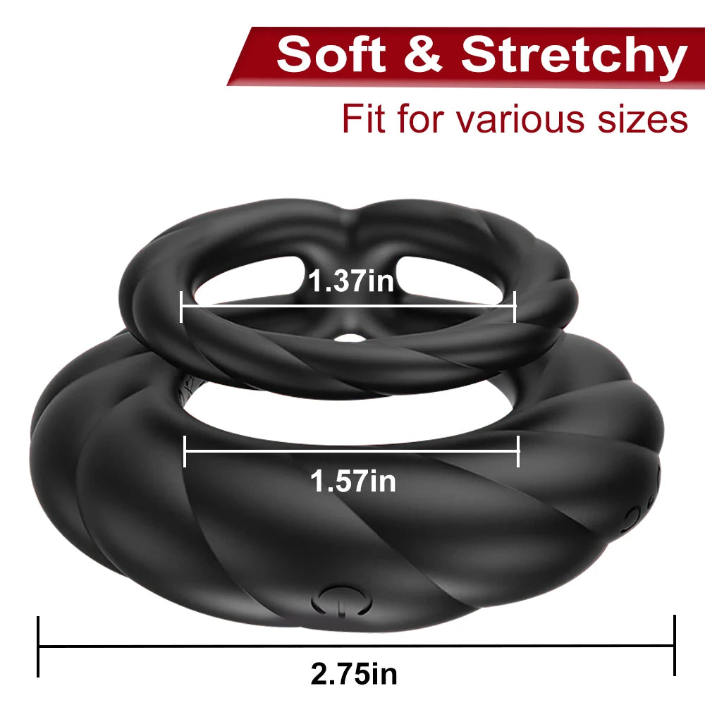 Cock Ring Vibrator APP Bluetooth Controlled Double Ring for Longer Harder Stronger 10 Vibrations Sex Toy for Men Masturbator