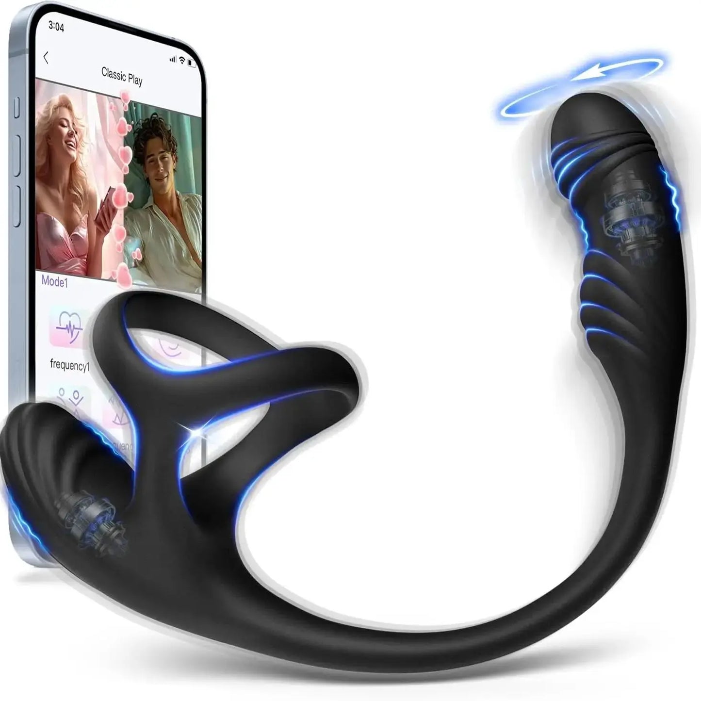 Prostate Massager Anal Vibrator for Men Gay With 10 Vibrating Cock Ring APP 10 Intense Rotating Male Sex Toy Butt Plug for Men