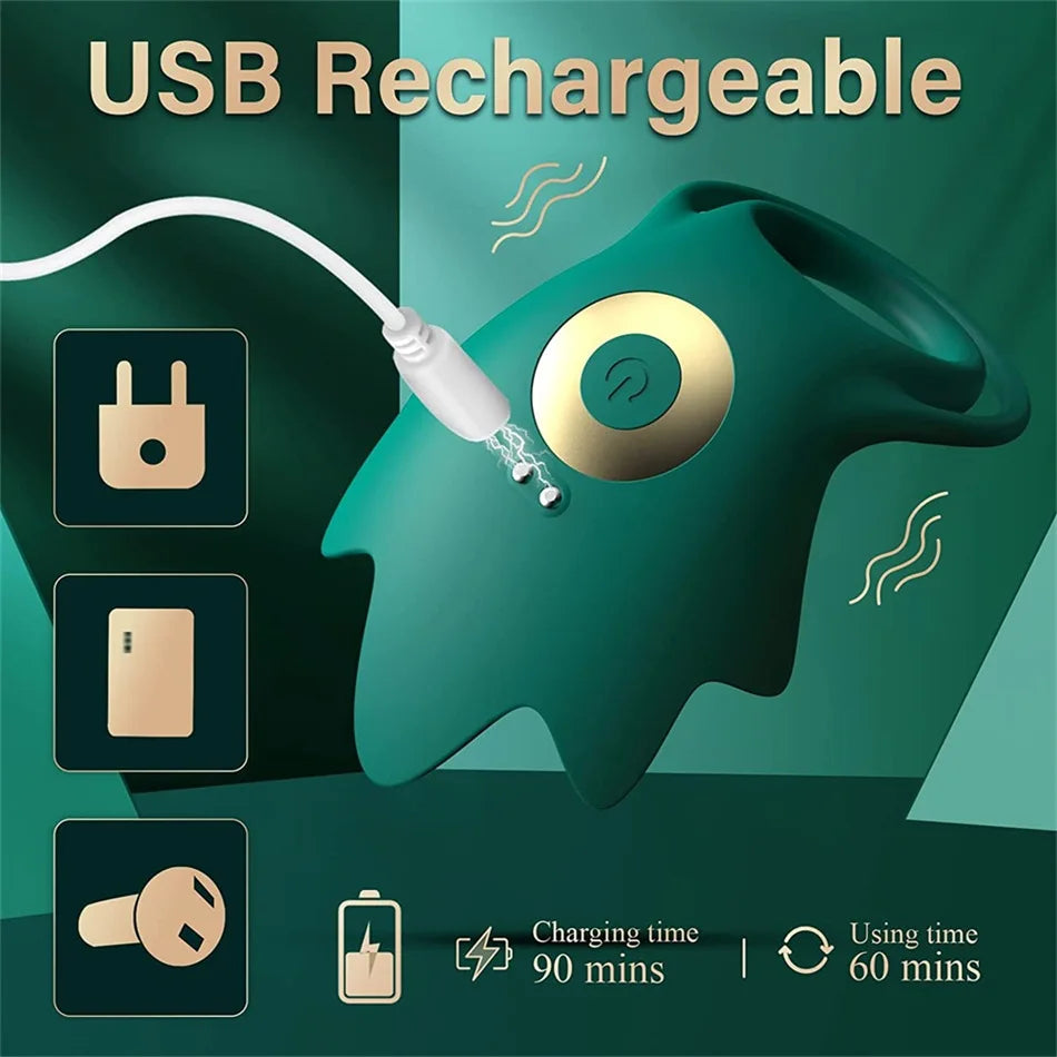 Cock Ring Vibrator Double Ring Enlarges Erection Delays Ejaculation Clitoris Stimulation Sex Toy For Couples To Enjoy Together