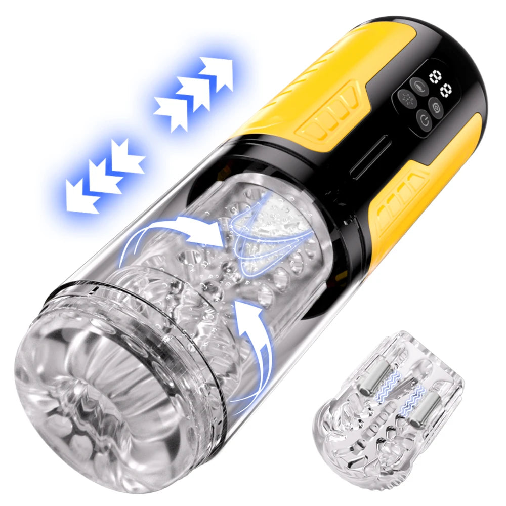 Automatic Male Masturbator Telescopic Rotation Vibration Man Masturbation Cup LCD Digital Simulation Blowjob Masturbator for Men