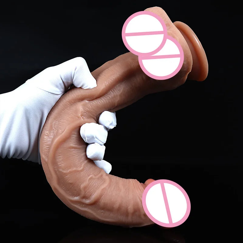 Spuer Bigger Realistic Dildos Silicone Layer Penis with Suction Cup Adult Sexy Toys for Woman Men Vagina Anal Massage Stimulator