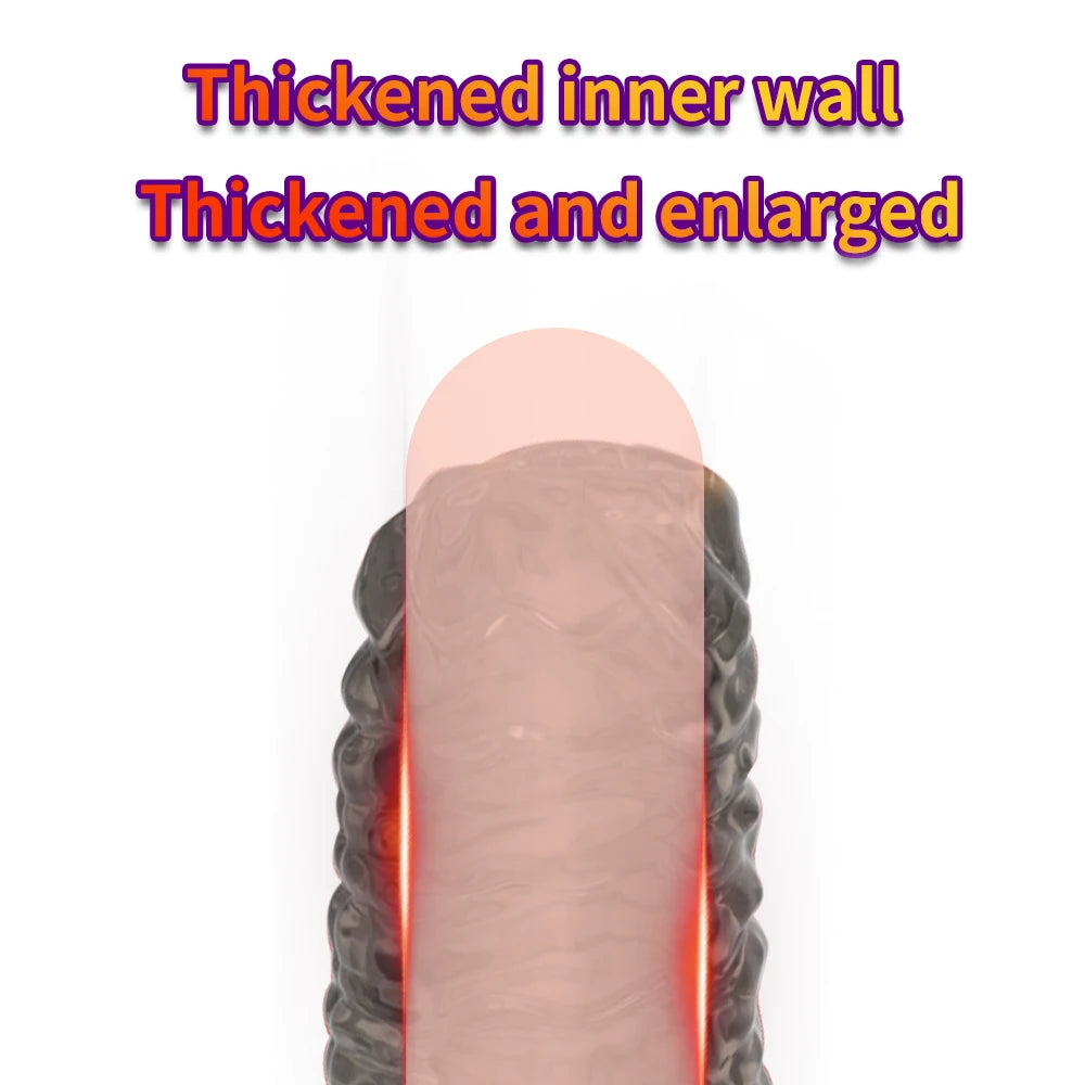 Penis Ring Male Realistic Penis Sleeve Extender Cock Sleeve Dick Enlargement Delay Ejaculation Cock Ring Reusable Condom Sex Toy