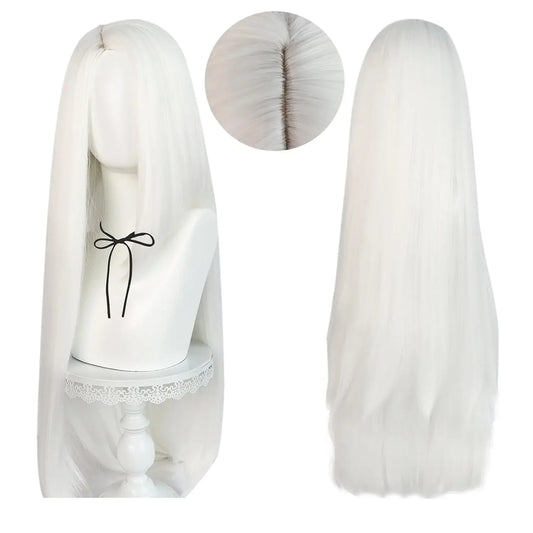 Vaggie Wig for Women Long Straight White Synthetic Wig with Bangs Vaggie Cosplay wig Inuyasha Wig Long Wigs Women
