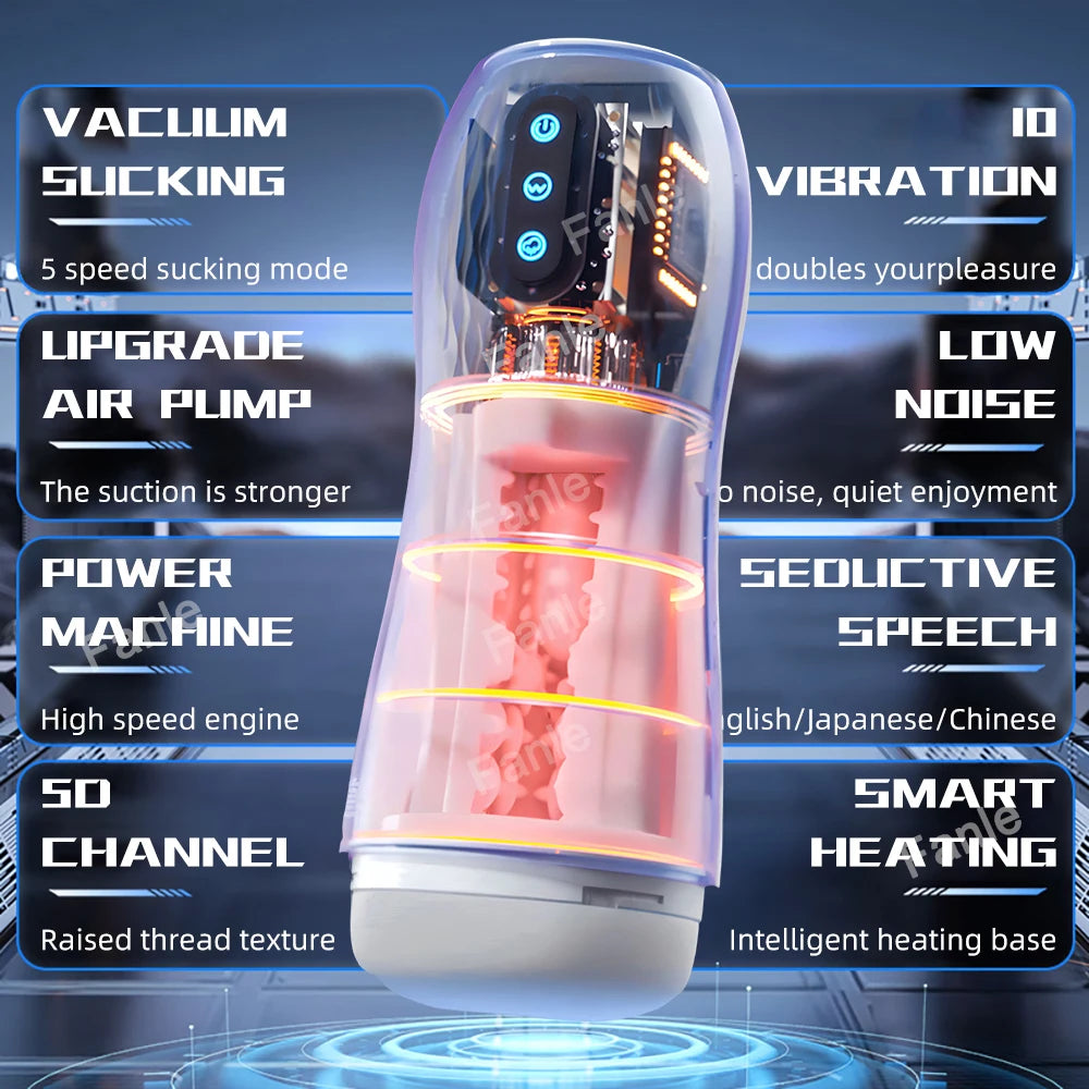 Male Masturbator Automatic Sucking Vibration Blowjob Machine Heating Pussy Penis Pump Masturbation Cup Sex Toys for Men Supplies