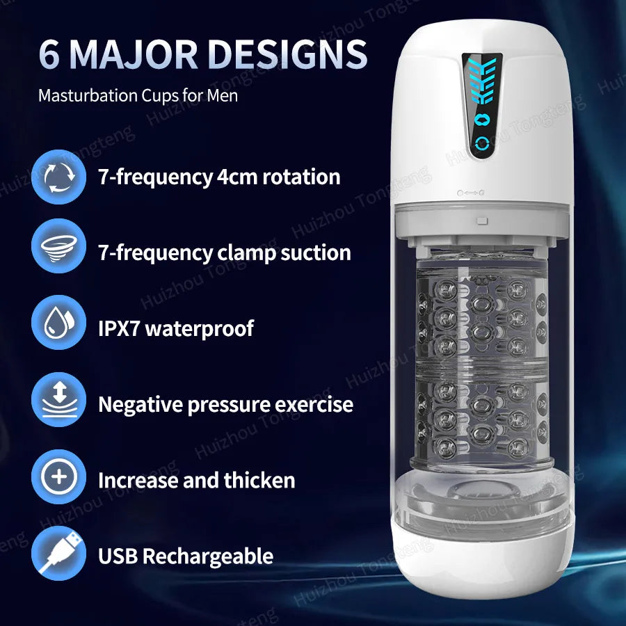 Automatic Thrusting Rotating Male Masturbator Licking Stroker Sucking Blowjob 100% Waterproof Pennis Pump Adult Sex Toys For Men