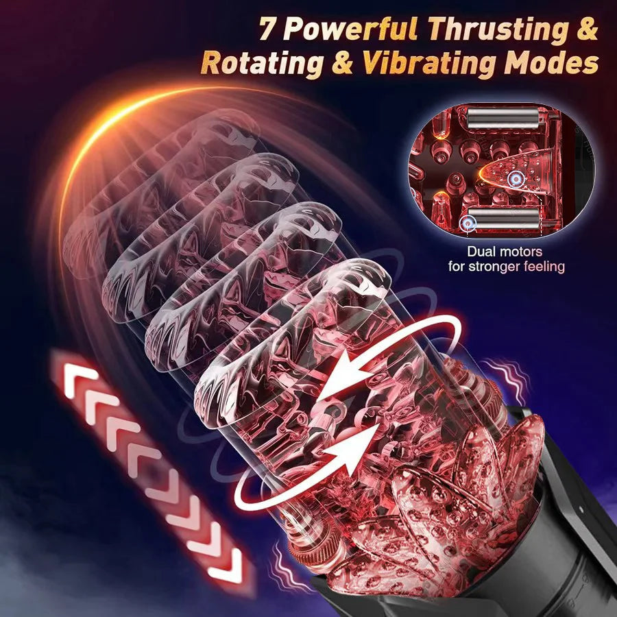 Telescopic Rotation Masturbator Cup Vagina Masturbation Blowjob Adults Sex Toys for Men Male Piston Automatic Mastubator