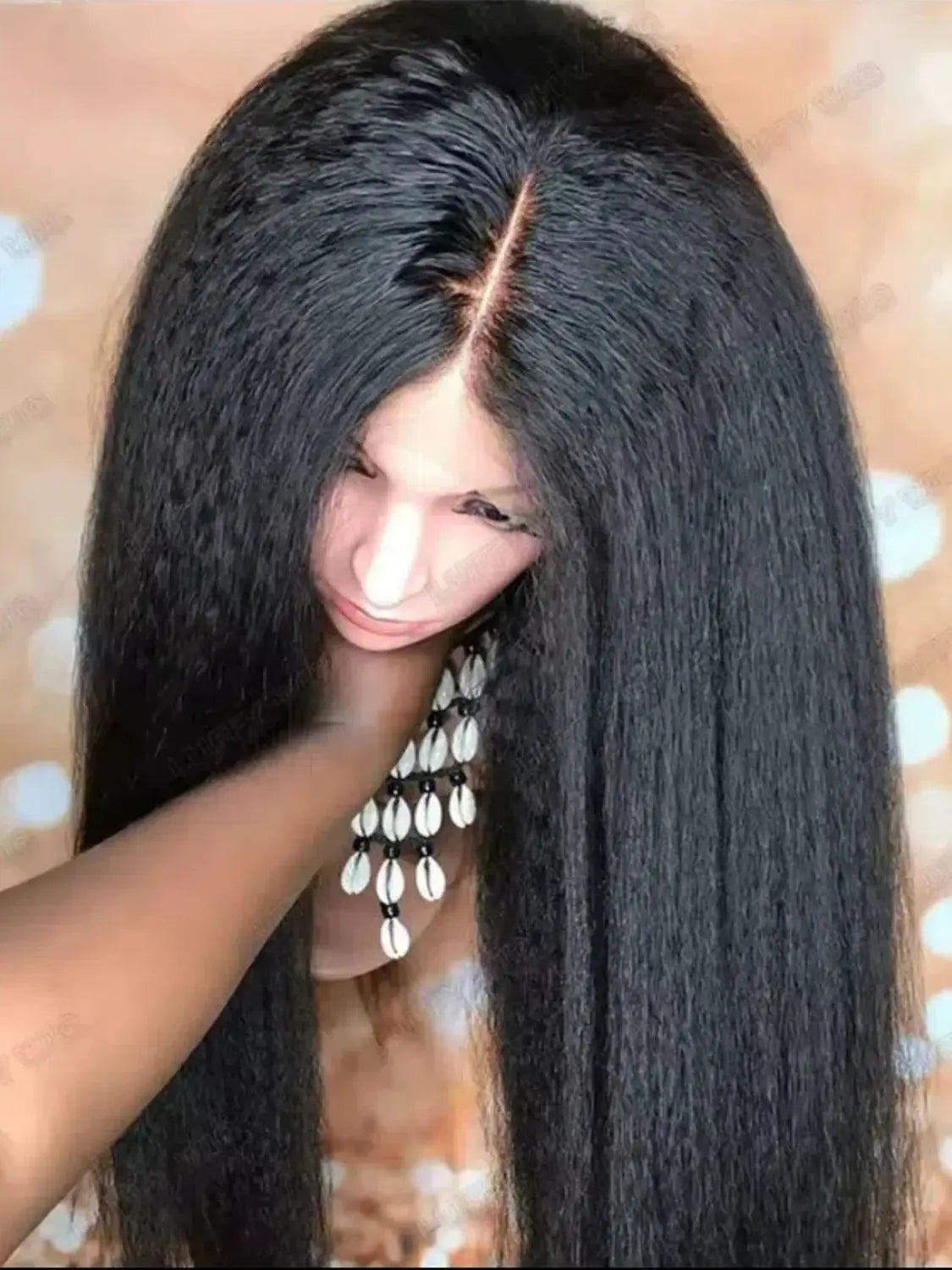 Elegant synthetic tied wig with 13x4 pre combed thermal resistance fiber, suitable for women, no need for glue