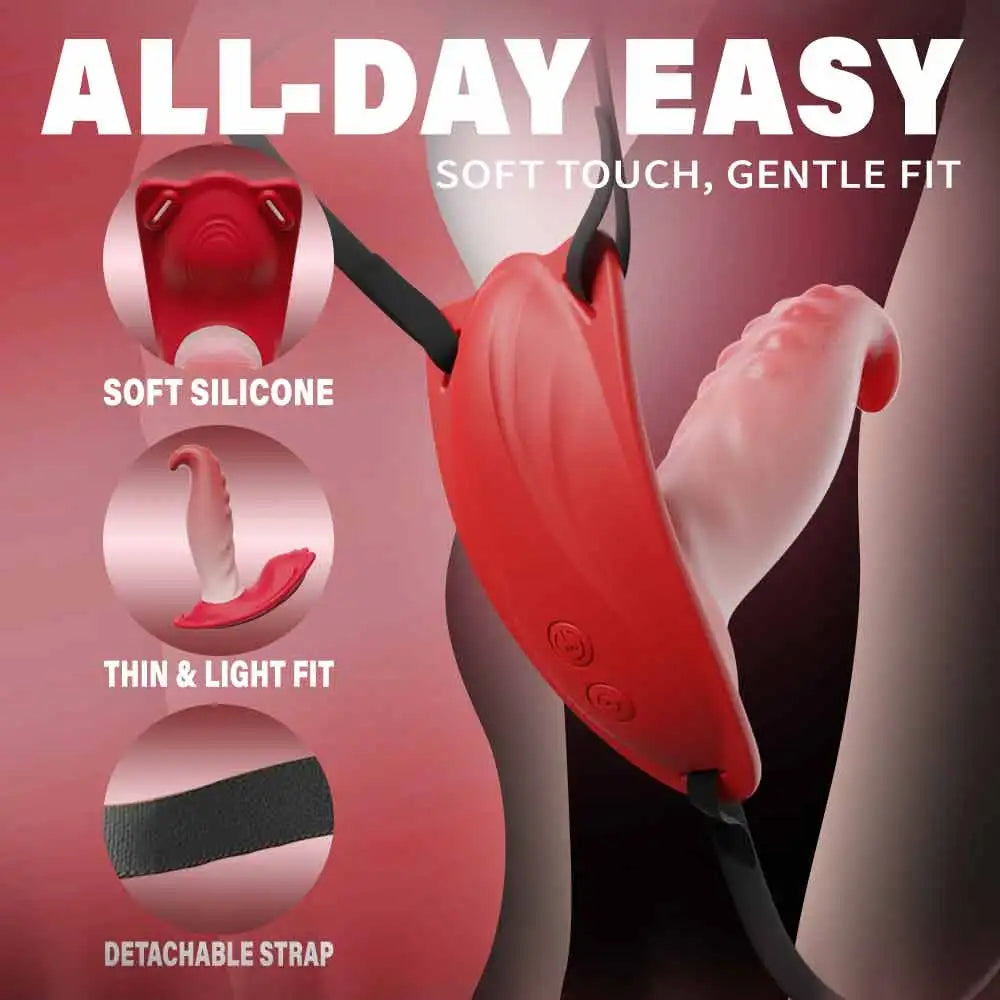 Wearable Vibrator Rose Sex Toy for Women G Spot Dildos Adult Toys with Tongue Vibration Panties Stimulator Pleasure for Anal