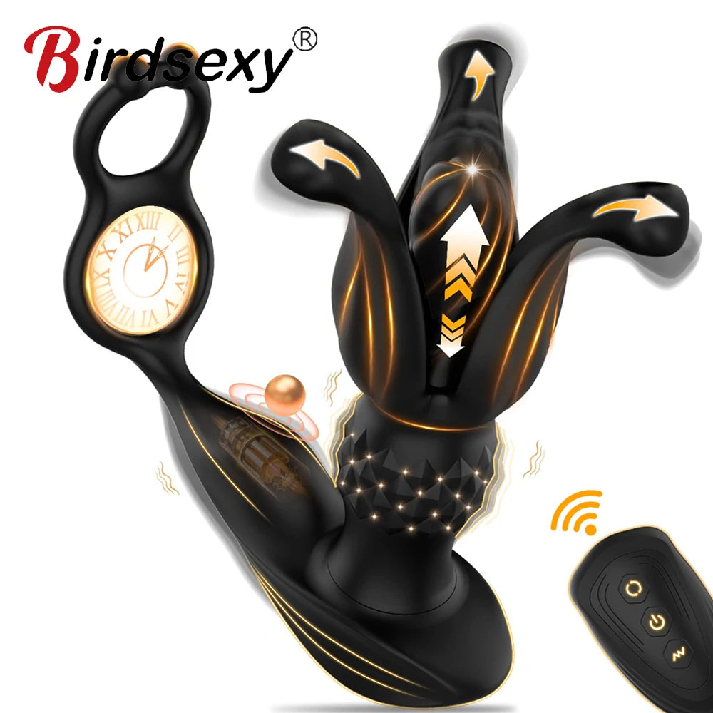 Prostate Massager with Remote Control 9 Function Thrusting Vibrating Anal Plug Shock Flapping Men Masturbation Vibrator Sex Toys