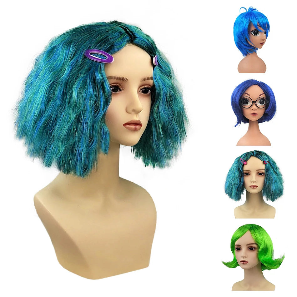 Exclusive Masquerade Joy Sadness Envy Disgust Multiple Styles Wig with Headpiece and Waterdrop Clips Elevate Your Costume Game