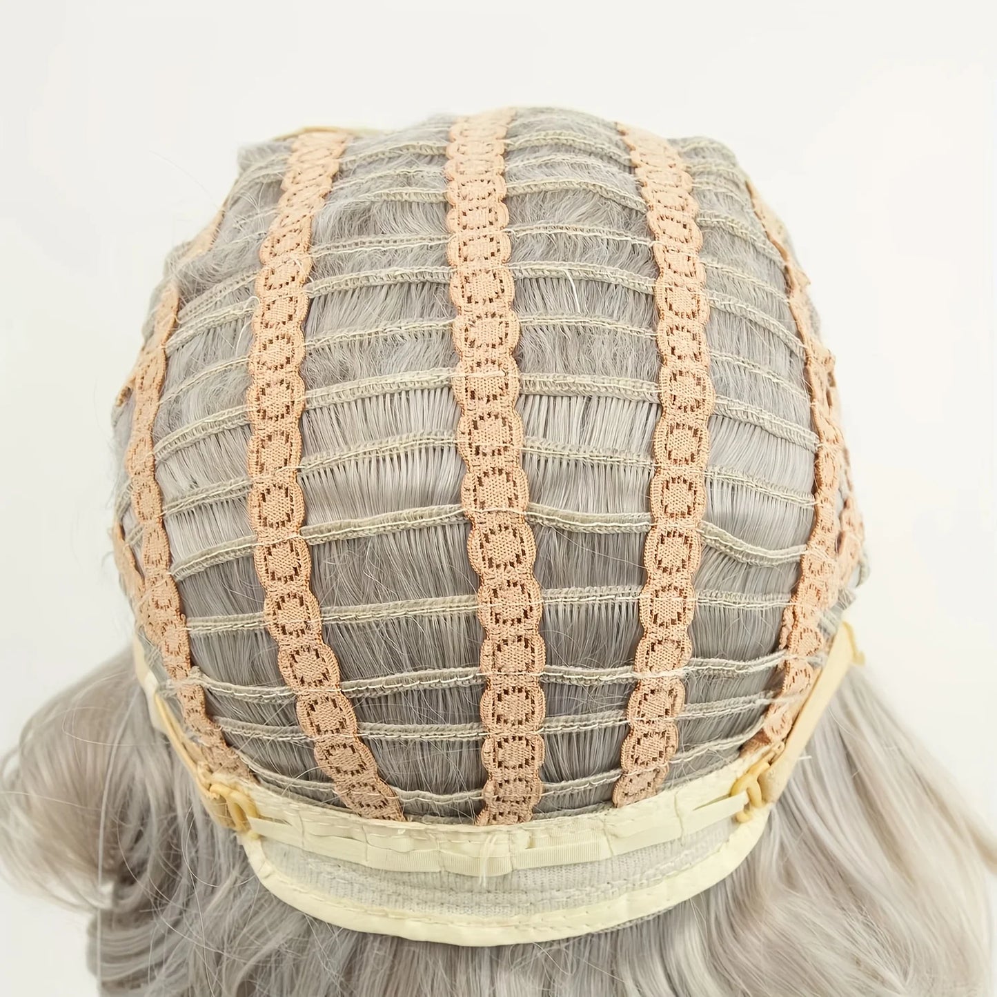 Elegant short wavy white hair synthetic wig ladies, designed specifically mature women, suitable daily wear special occasions