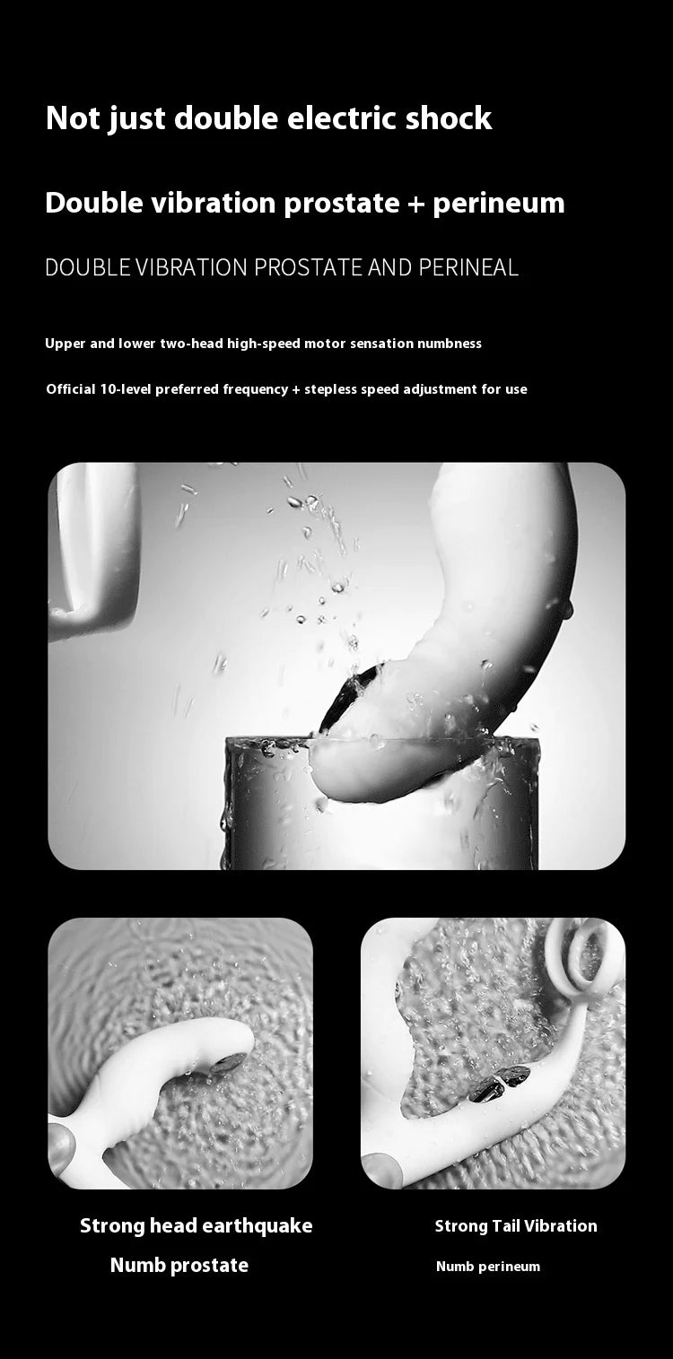 APP Remote Control Prostate Massager with Pulse Electric Shock Heating Vibrations Delayed Ejaculation Ring for Men Adult Toys