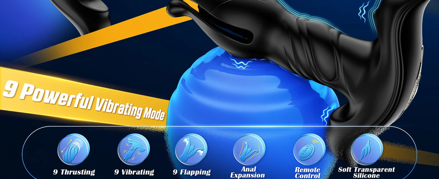 Prostate Massager Toy,BEISAR Male Sex Toys Male Sex Toys Plug Adult Toys With 9 Tension Impact Slap Thrust Vibration