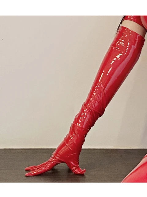 Sexy Women Cosplay Costume PU Faux Leather Bodysuit Latex PVC Shiny Sexy Tights Hollow Out Bandage Leotard With Garter G-string